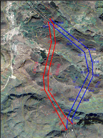 迁改路径示意图（红线为新建线路，蓝线为原线路）.png